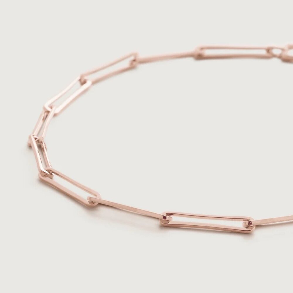 Monica Vinader Alta Long Link Necklace Adjustable 43cm/17' , Rose Gold Vermeil